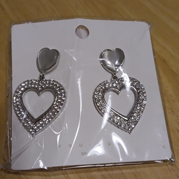 Jewelry - Heart Earrings 925 Silver with Dust Bag NWT